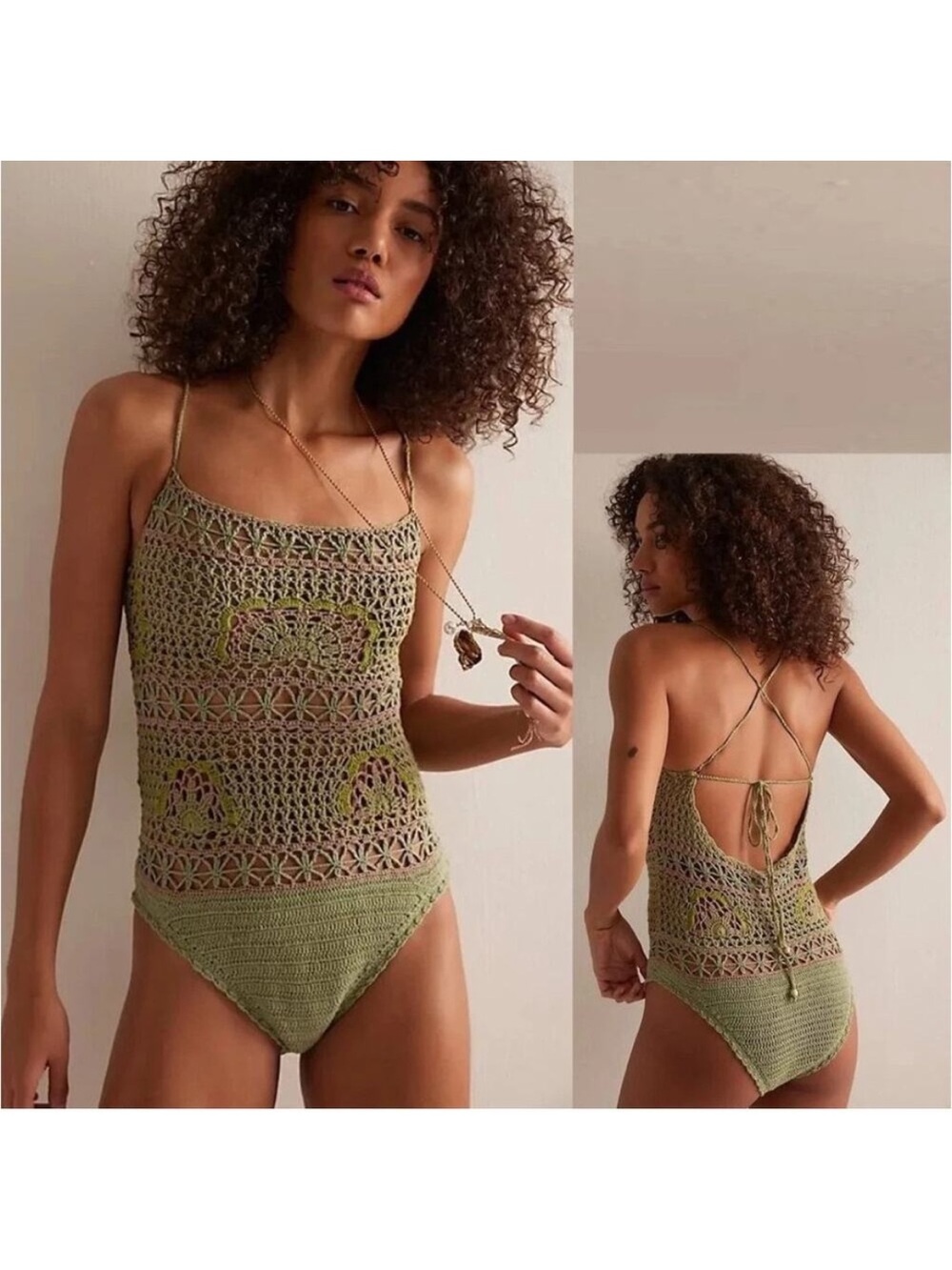 NWT Free People Bali Secrets Garden Crochet Tropical Boho Bodysuit Sz Small
